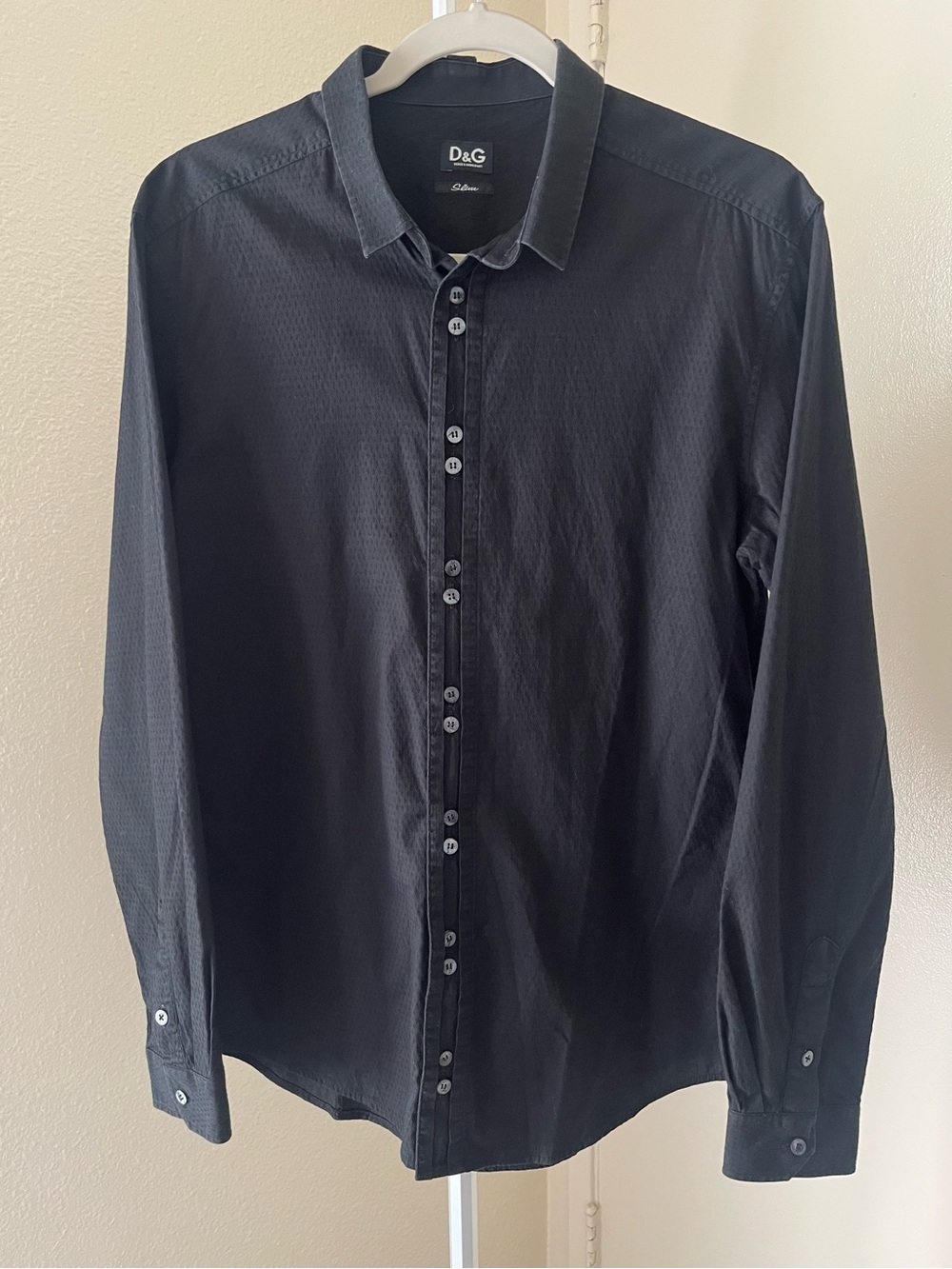 Vintage D&G Dolce & Gabbana Slim Fit Dual-Button Textured Dress Shirt Size 48